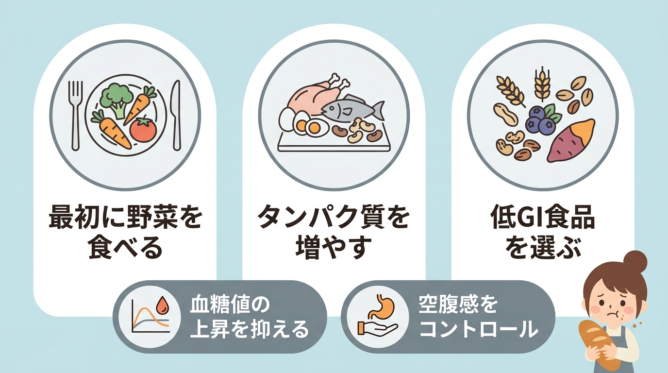 空腹を抑えて無理なく痩せる3つの食事法