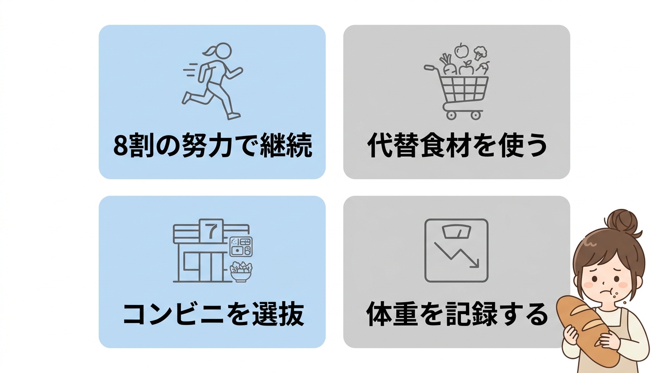食事制限が苦手な人でもダイエットを継続するコツ