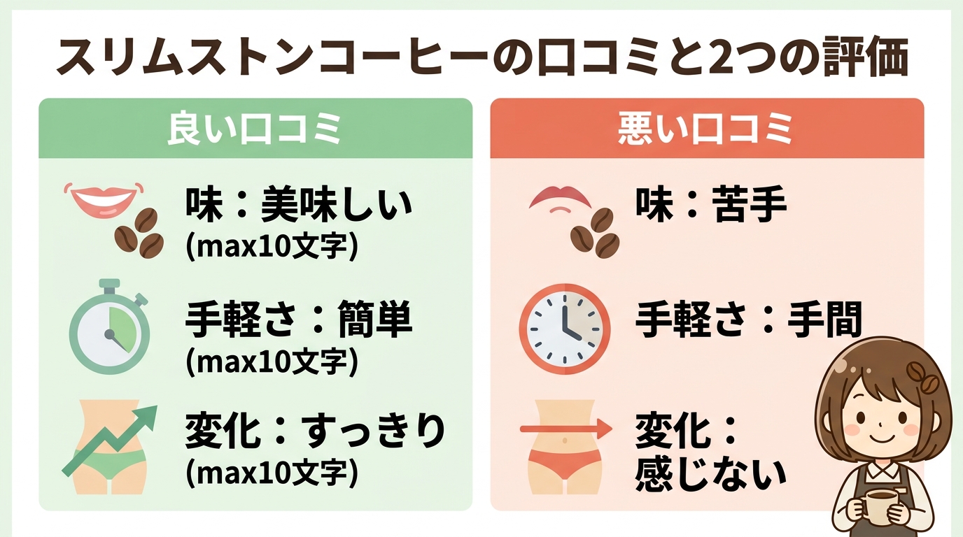 スリムストンコーヒーの口コミと2つの評価